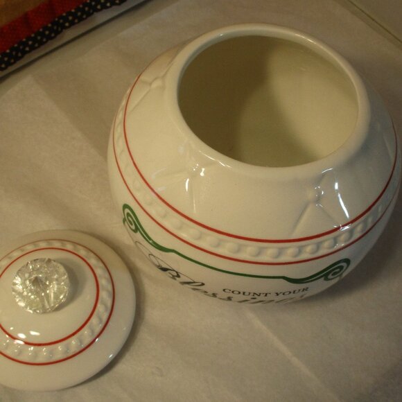 Count Your Blessings Ceramic Dog Biscuit Cookie Jar - Picture 3 of 6